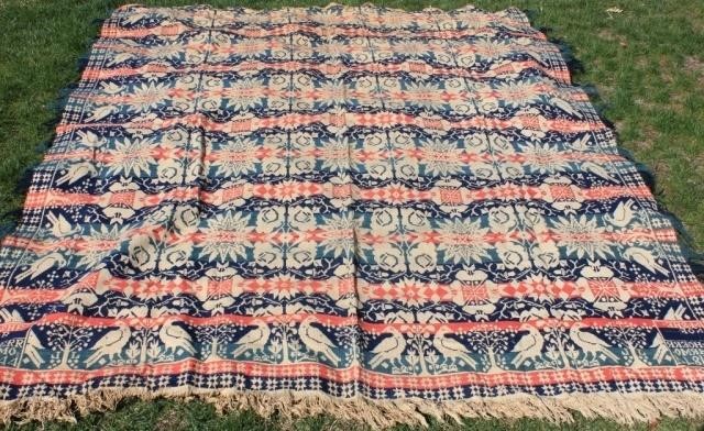 1844 JACQUARD WOVEN COVERLET SIGNED 2c2b50