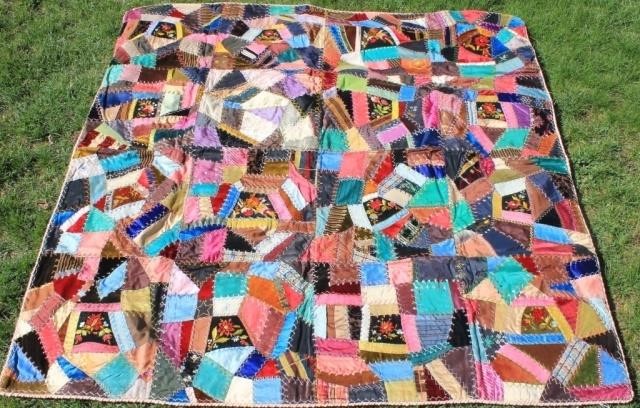 CHILD S CRAZY QUILT INITIALED C J N  2c2b51