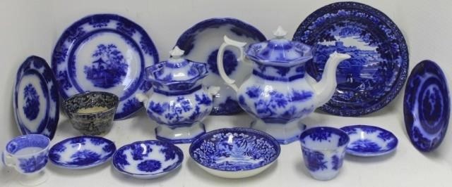 14 PIECES OF 19TH C BLUE AND WHITE 2c2b58