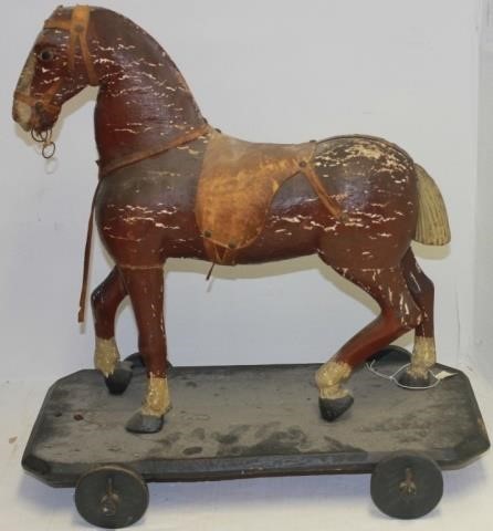 LATE 19TH C CARVED WOODEN HORSE