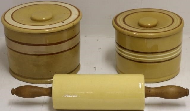 3 PIECES OF 19TH C YELLOW WARE 2c2b75