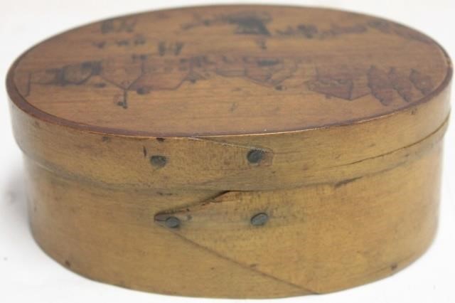 19TH C OVAL PANTRY BOX TOP IS 2c2b6e