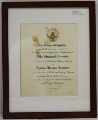 JOHN F. KENNEDY AND LYNDON BAINES JOHNSONINVITATION