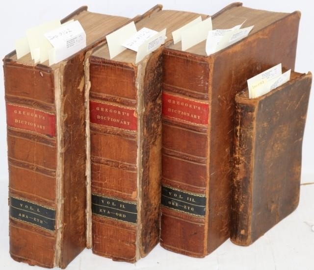 4 LEATHER BOUND BOOKS IN "AS IS"