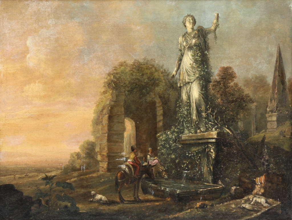 LANDSCAPE WITH CLASSICAL RUINS.