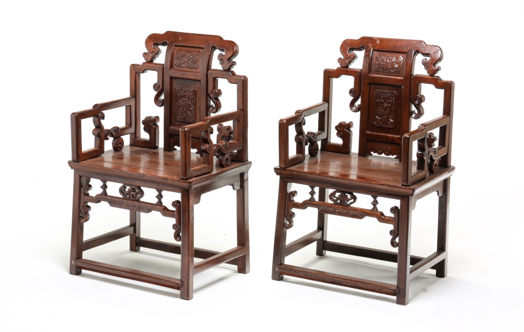 PAIR OF CHINESE ARMCHAIRS. Mid