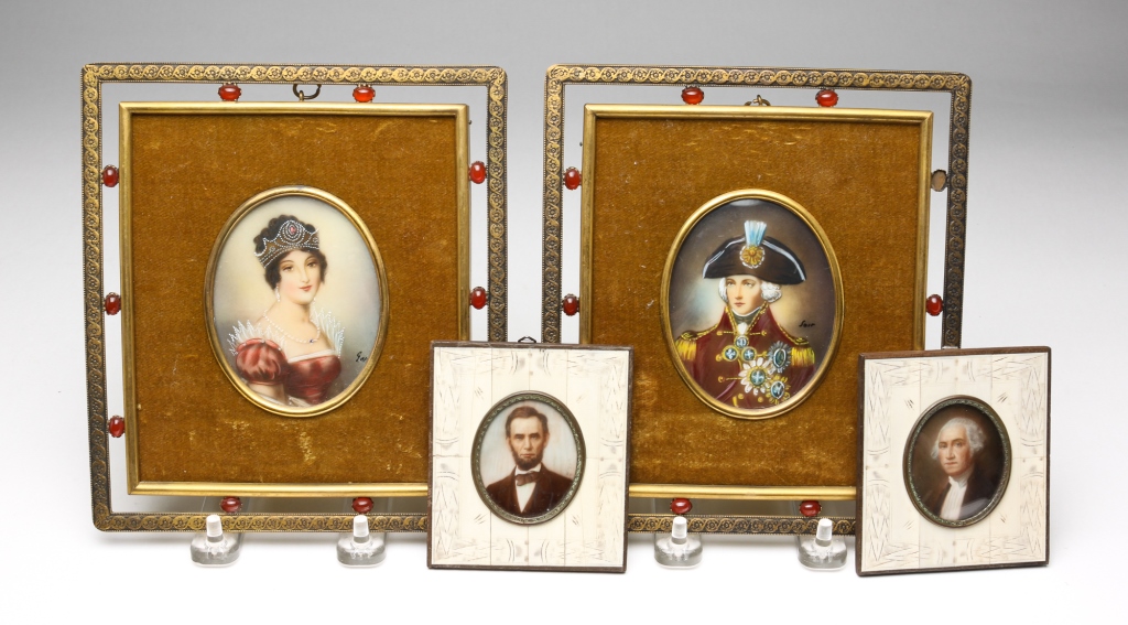 FOUR MINIATURE PORTRAITS INCLUDING