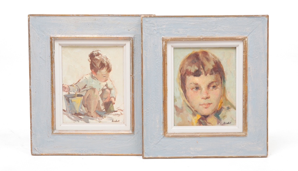 TWO PAINTINGS OF CHILDREN SIGNED