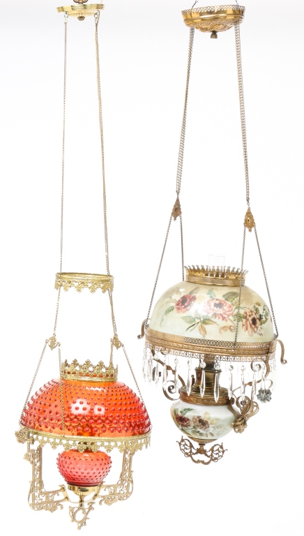 TWO AMERICAN HANGING PARLOR LAMPS  2c2ed9