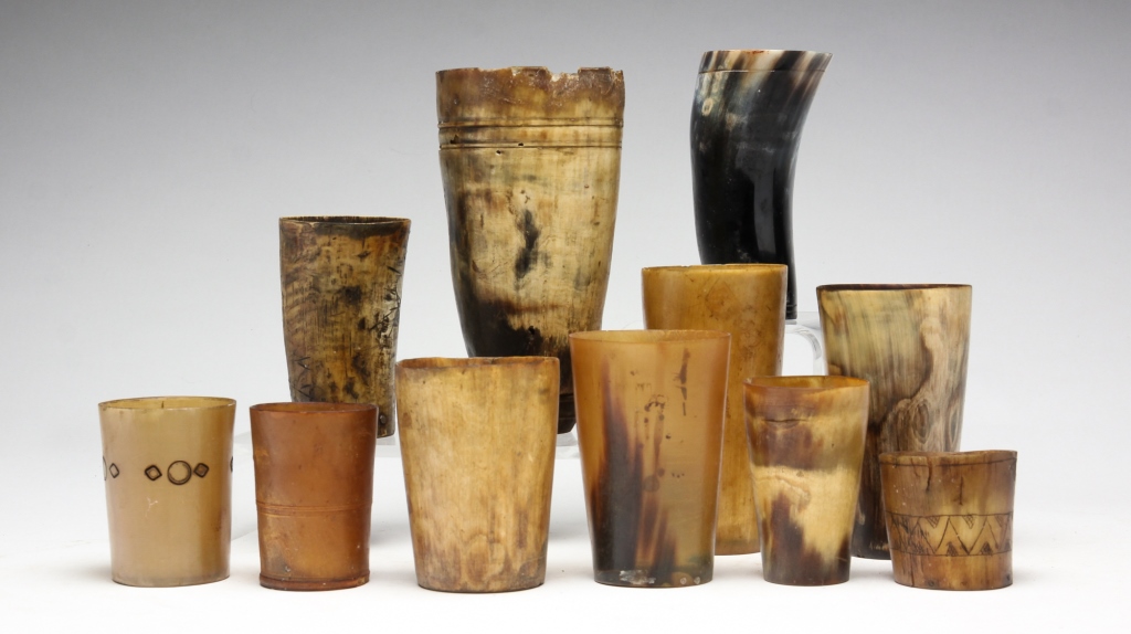 ELEVEN HORN CUPS. American and