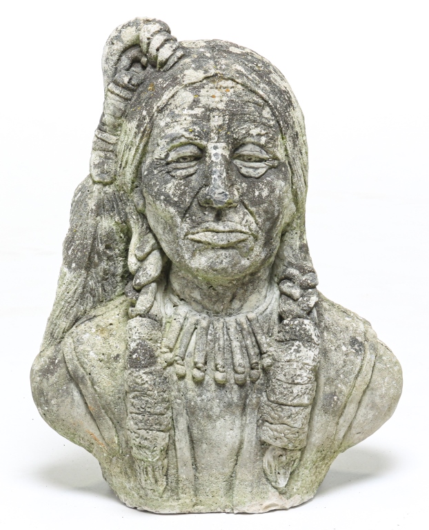 NATIVE AMERICAN CAST CONRETE BUST  2c2f18