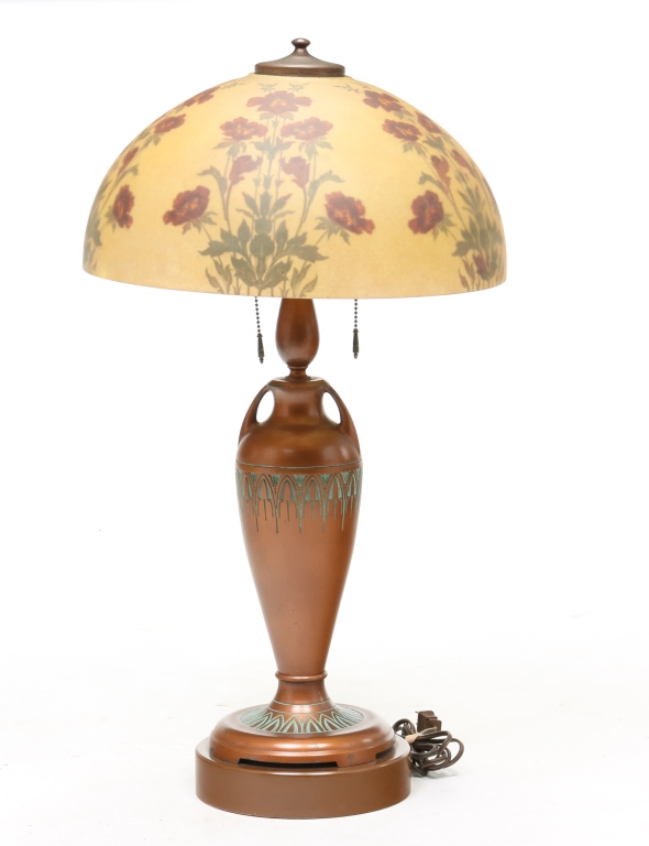 AMERICAN TABLE LAMP WITH REVERSE-PAINTED