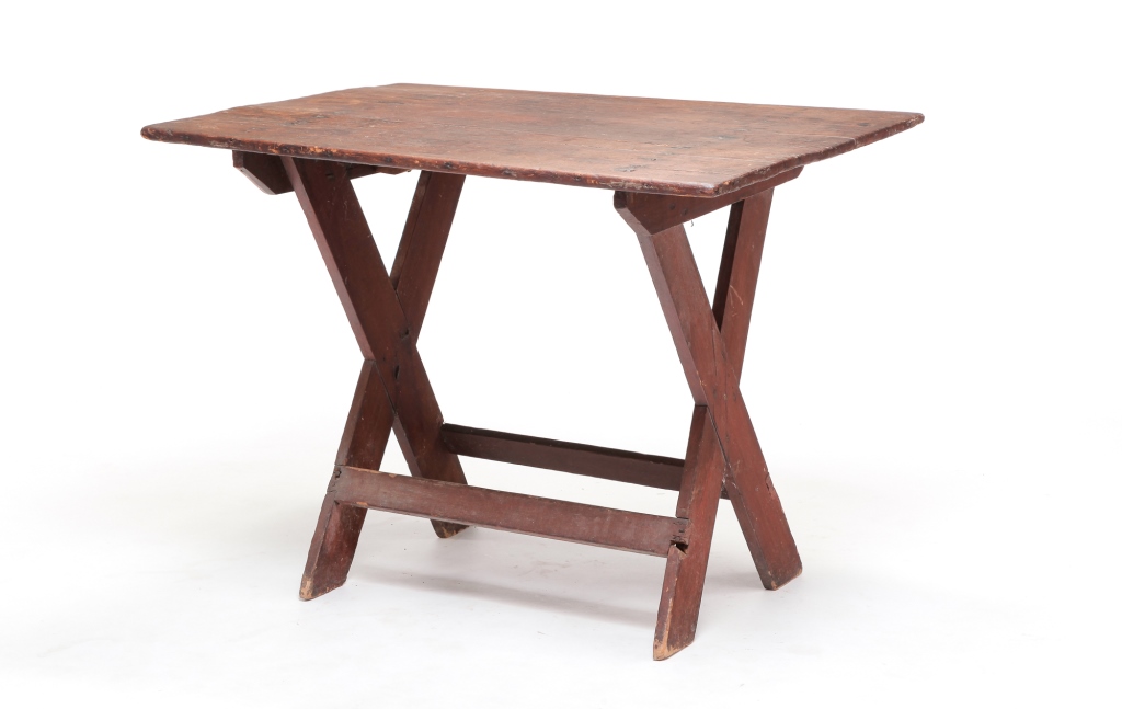 AMERICAN SAWBUCK TABLE. Mid 19th