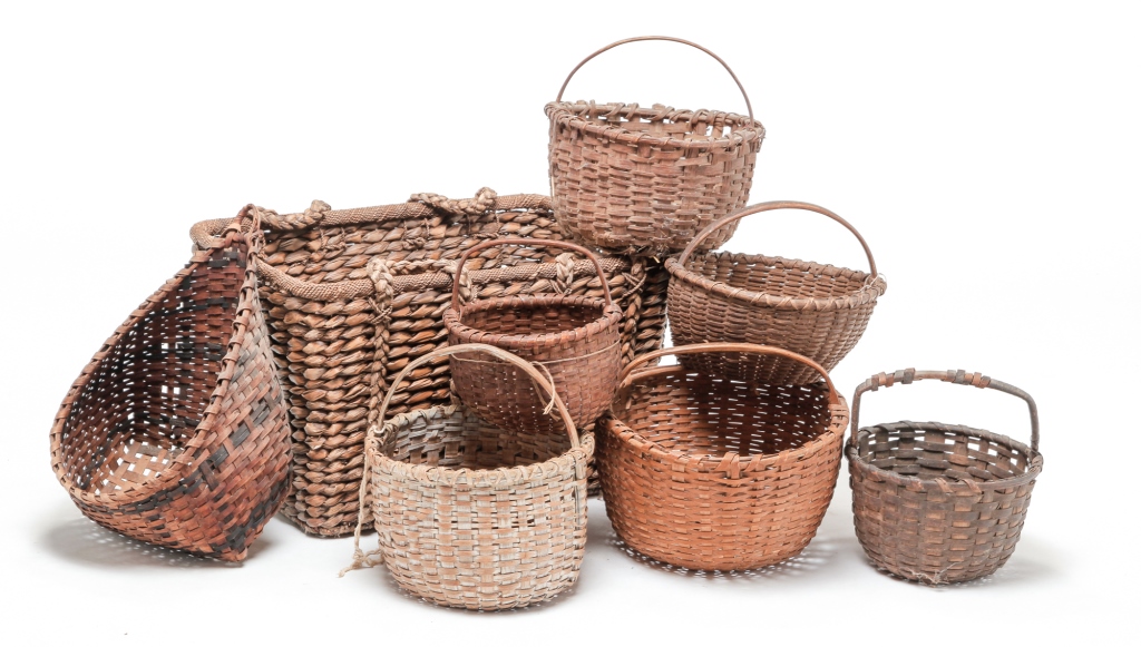 EIGHT AMERICAN BASKETS. Late 19th