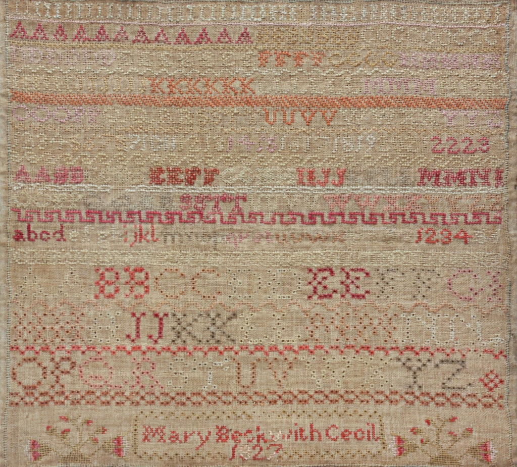 ENGLISH SAMPLER Dated 1827 Stitched 2c3078