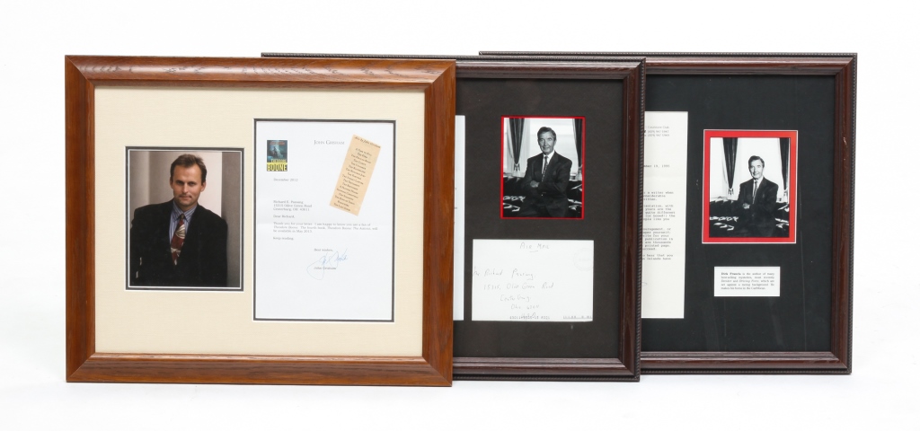 THREE FRAMED AUTHOR AUTOGRAPHS. Twentieth