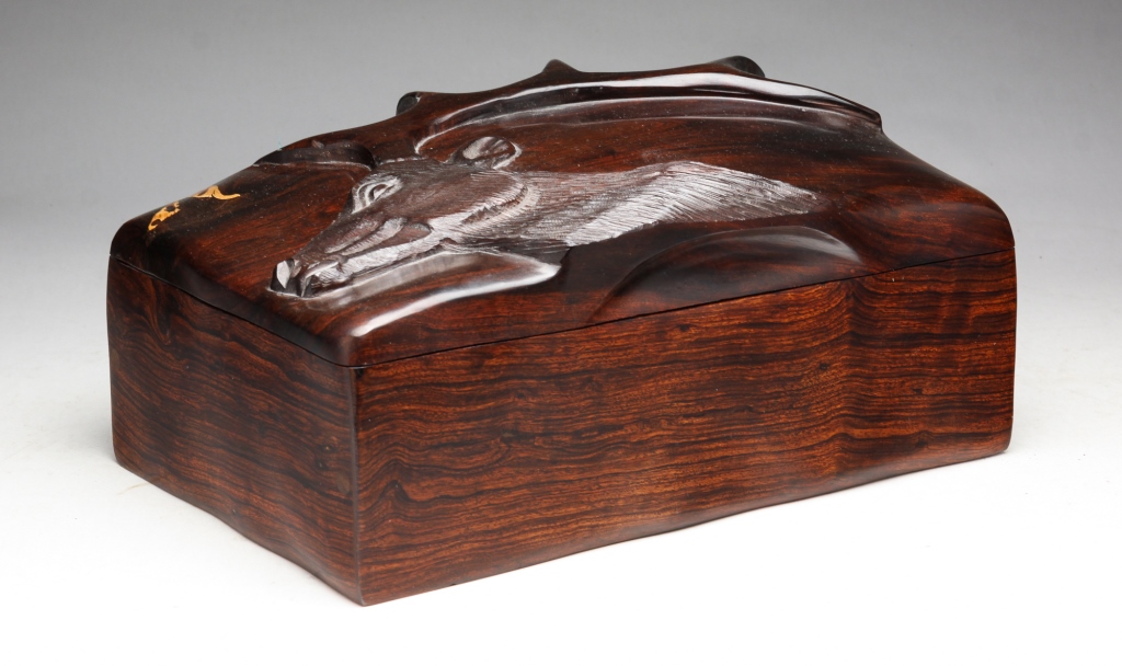 LIGNUM VITAE CARVED BOX. Most likely