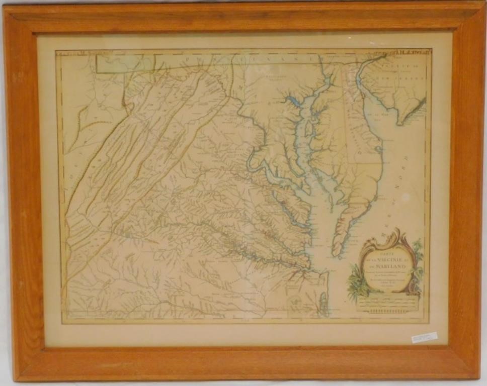 MAP OF VIRGINIA AND MARYLAND, 1755,