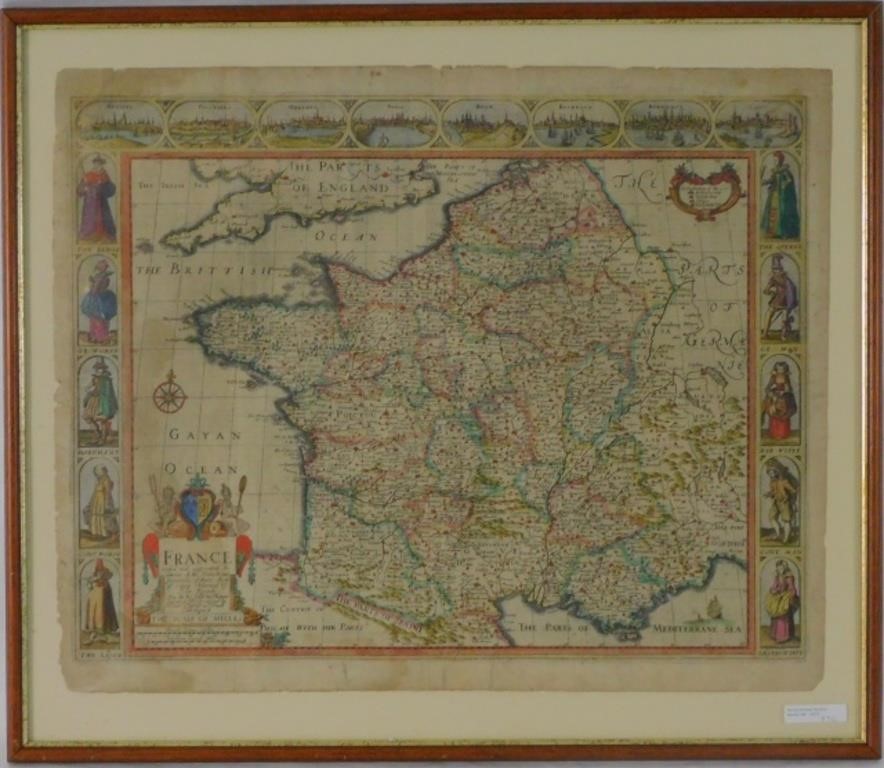 16TH/17TH C MAP OF FRANCE, HAND