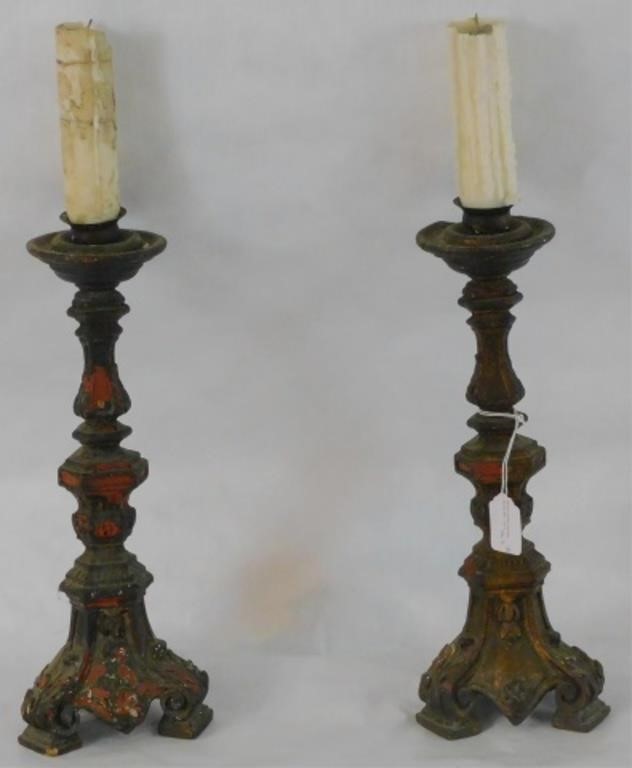 PAIR OF BAROQUE STYLE CANDLESTICKS.