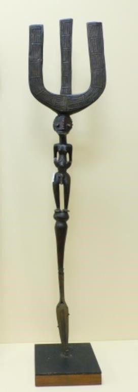 20TH C. AFRICAN CARVED WOODEN AND IRON
