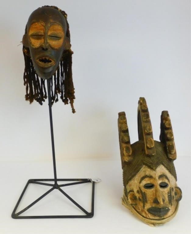 TWO 20TH C. AFRICAN MASKS. TO INCLUDE: