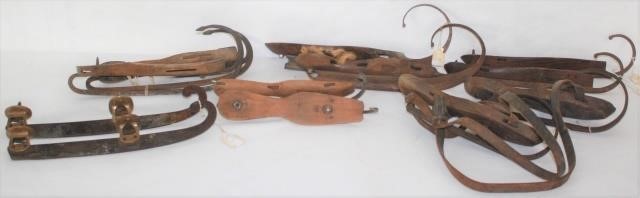 6 PAIRS OF 19TH CENTURY ICE SKATES.