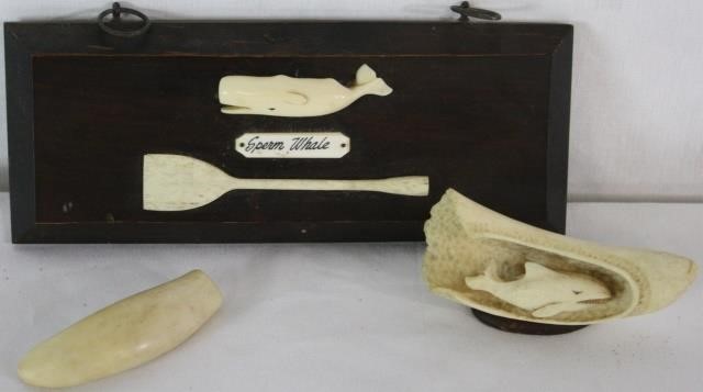 THREE SCRIMSHAW WHALING ITEMS  2c1a60