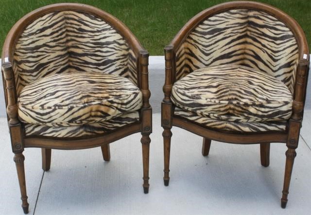PAIR OF BARREL BACK CLUB CHAIRS,