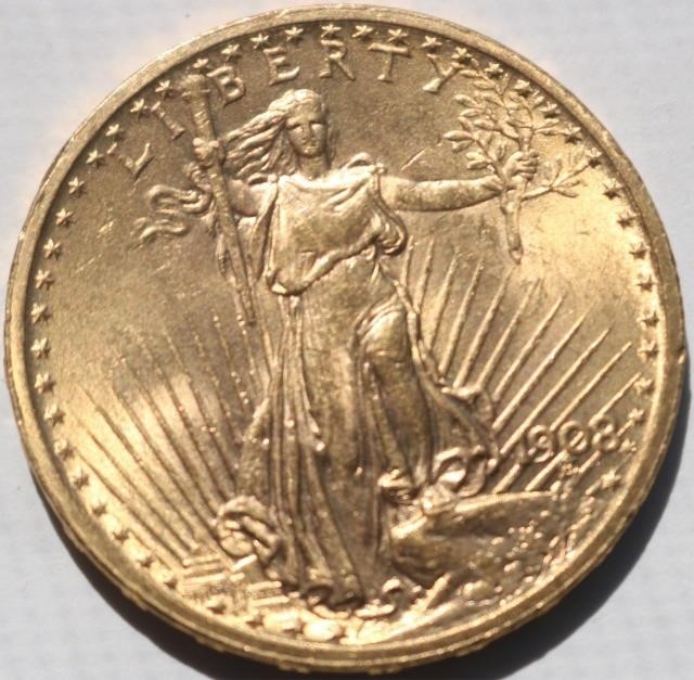 1908 ST GAUDENS DOUBLE EAGLE 20 DOLLAR 2c1b14