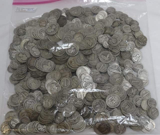 BAG LOT OF SILVER COINS 124 70 2c1b1d