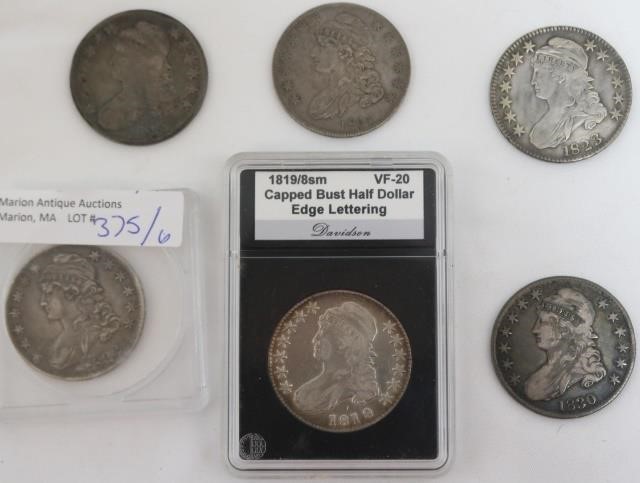 COLLECTION OF 6 CAPPED BUST HALF