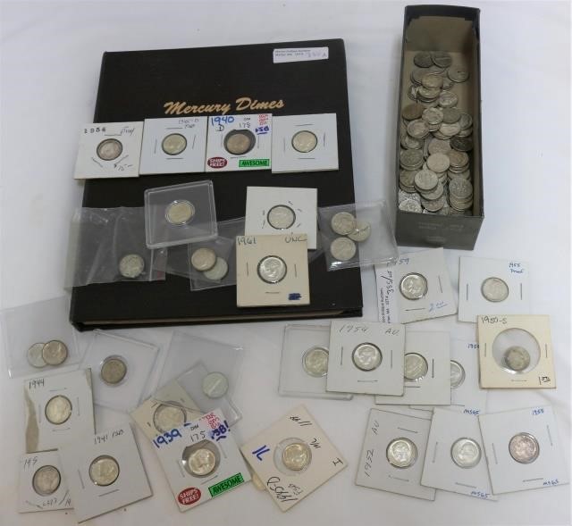 MERCURY AND ROOSEVELT DIME COLLECTION.