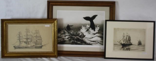 LOT OF 3 FRAMED NAUTICAL ITEMS.