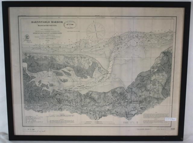 1888 FRAMED MAP OF BARNSTABLE HARBOR  2c1b79