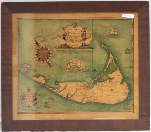 1921 FRAMED MAP OF NANTUCKET ISLAND,