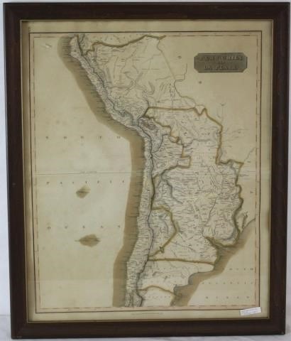 FRAMED AND GLAZED MAP OF PERU  2c1b9e