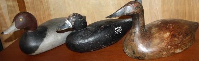 THREE WOODEN DECOYS TO INCLUDE