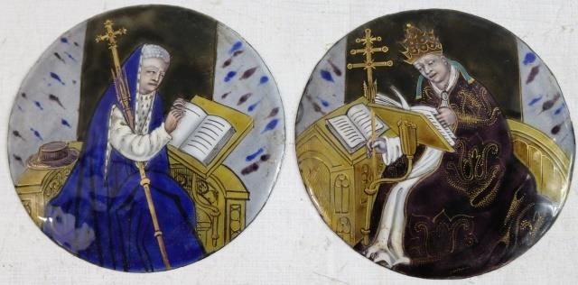 2 EARLY FRENCH LIMOGES ENAMEL PLAQUES  2c1ce4