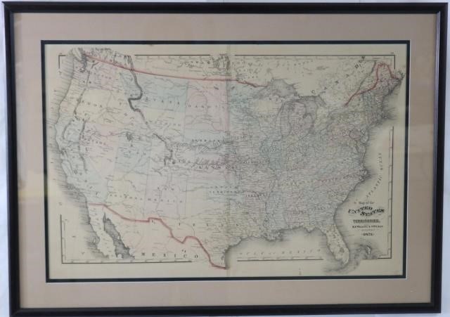 CA. 1871 HAND COLORED MAP OF THE