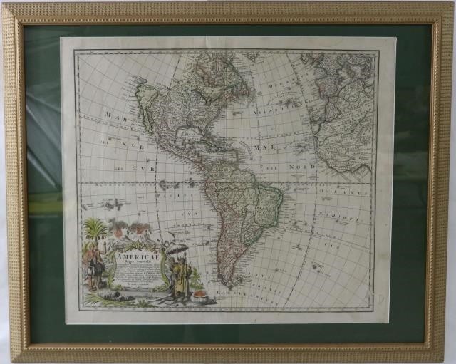 18TH CENTURY HAND COLORED MAP OF THE