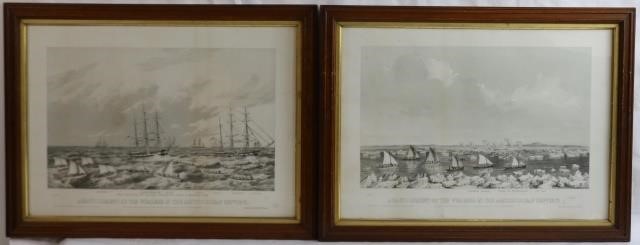 SET OF 4 WHALING LITHOGRAPHS, PUBLISHED