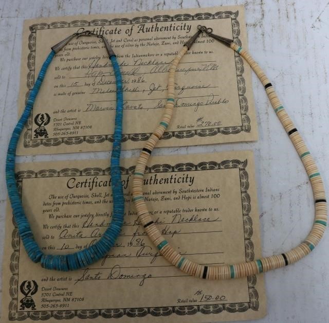 2 DISC OR HEISHI BEAD NECKLACES  2c1d1a