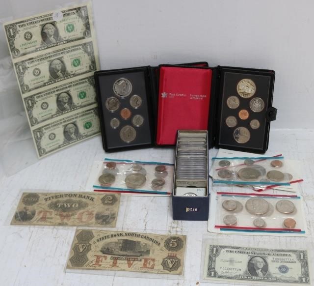 LOT OF COINS AND PAPER CURRENCY  2c1d87