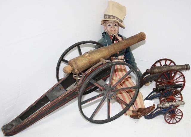 LOT OF 4 TOY CANNONS, TO INCLUDE: