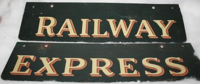 VINTAGE TIN RAILWAY EXPRESS SIGNS  2c1e84