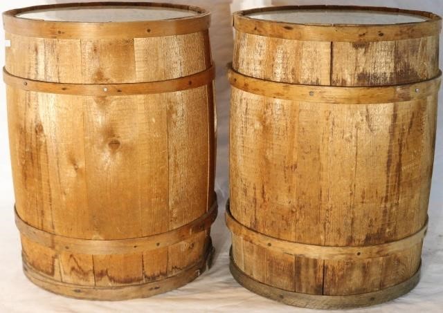 TWO 20TH CENTURY CRANBERRY BARRELS