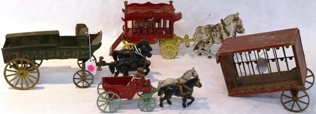 4 CAST IRON TOYS, OVERLAND CIRCUS