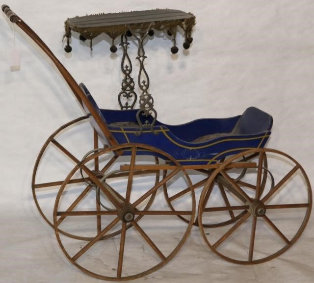 19TH CENTURY CHILD’S DOLL CARRIAGE,