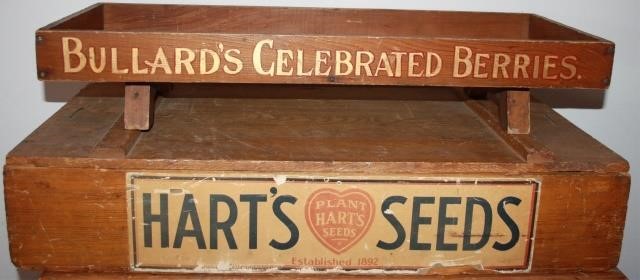LOT OF 2 WOODEN ADVERTISING BOXES.